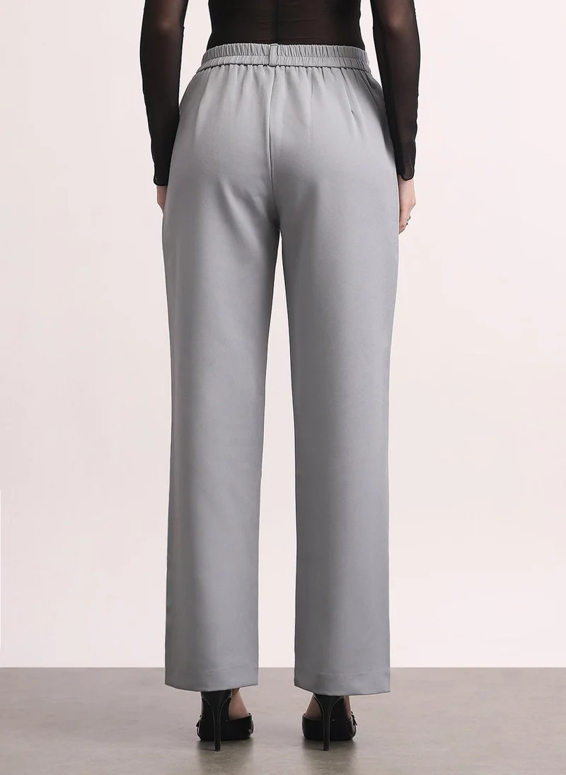 Urbano Fashion  Urbano Fashion Women's Light Blue Loose Baggy Fit Solid Korean Pants Stretchable for Women | Best Price UAE